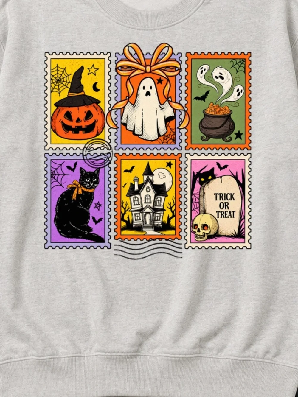 Halloween Stamps Graphic Sweatshirt - Gray Gildan Gift For Men
